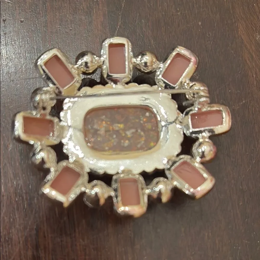 Ornate Pink Sparkly Floral Brooch